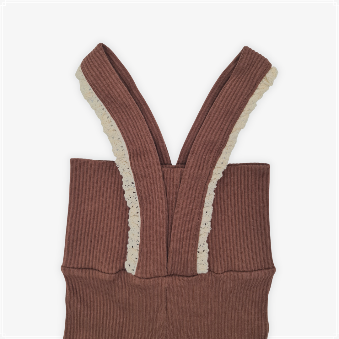 Ribbed Overall Leggings - Chocolate