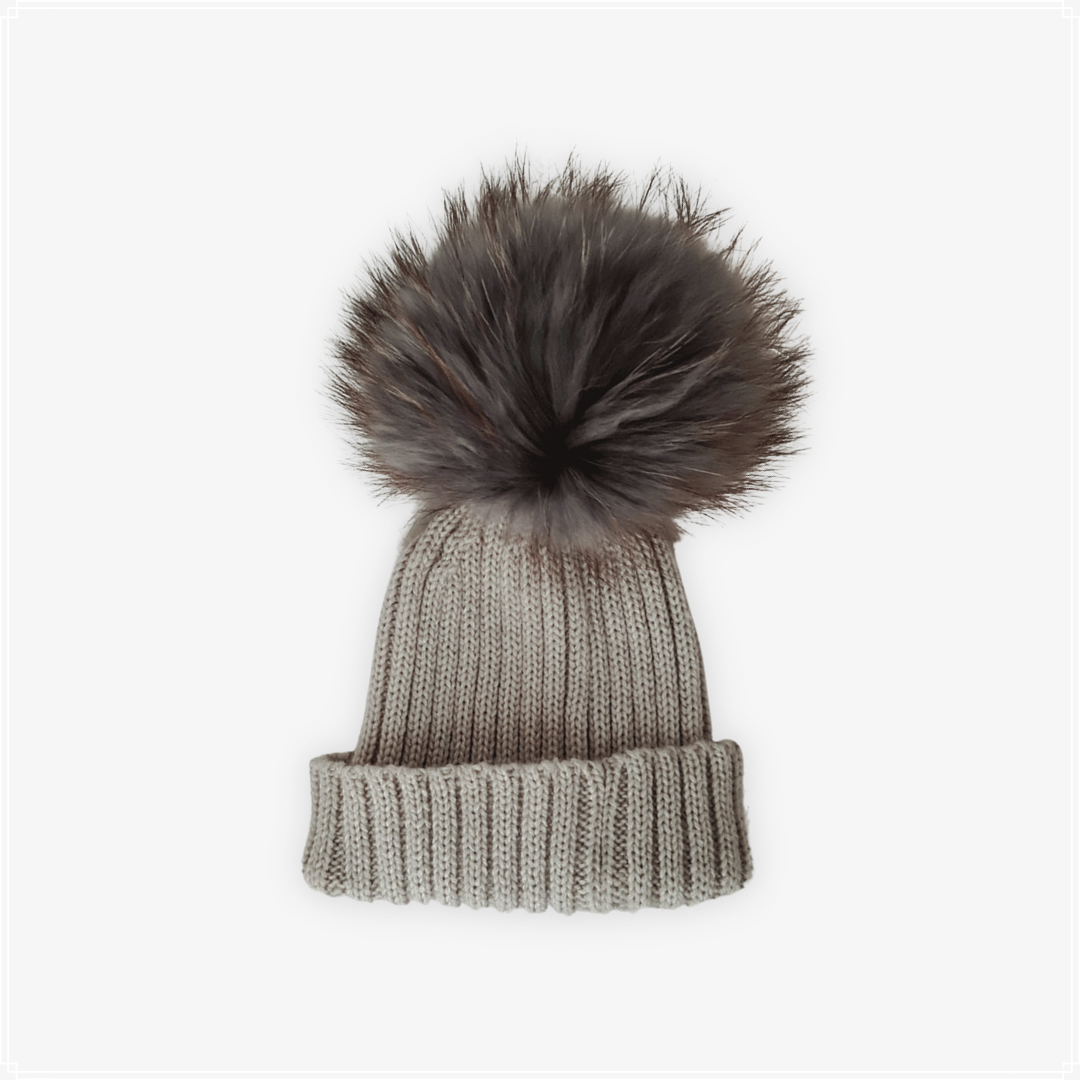 Baby Pom Pom Beanie - Slate